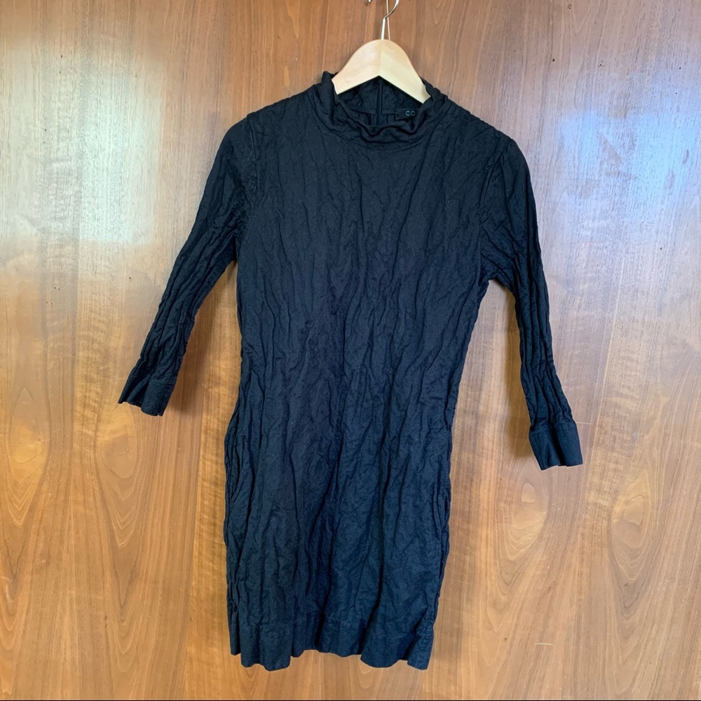 Cos Cotton & Metallic Fiber Black Short Crinkle Dress